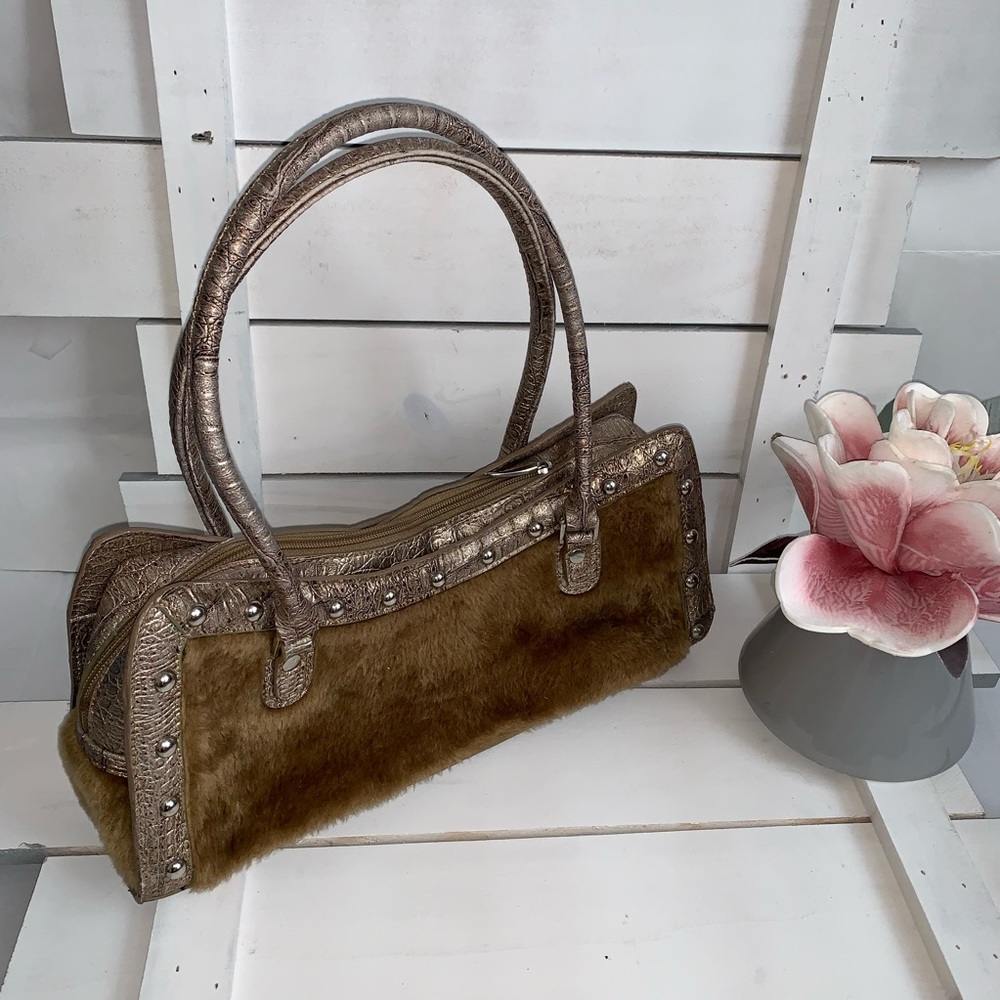 M.C. Golf Animal Print and Faux Fur Purse